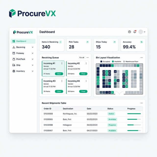 Warehouse Module — ProcureVX Dashboard